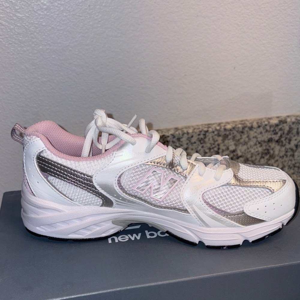 New Balance 530 Silver and Pink Athletic Shoes